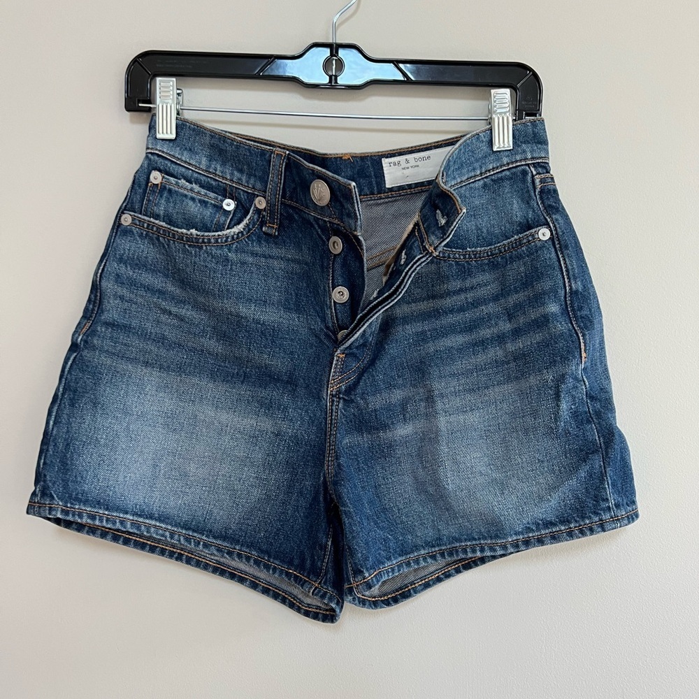 Rag & Bone Maya High-Rise Shorty Short in Charlock Blue, size 26 - Picture 7 of 11